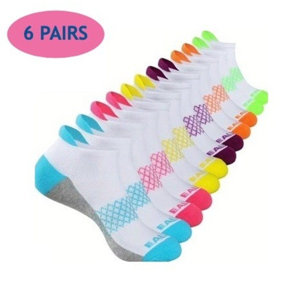 Colorful Athletic Women's Socks 6 PACK Tab Low Cut High Quality NEW 7-10